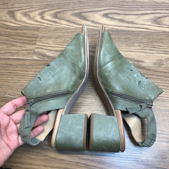 Miz Mooz Leather Heeled Sandals Berkeley Sage Green Womens 40 - Picture 3 of 16